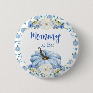 Badge Rond 5 Cm Épingle de Baby shower Citrouille bleu - Maman à ê