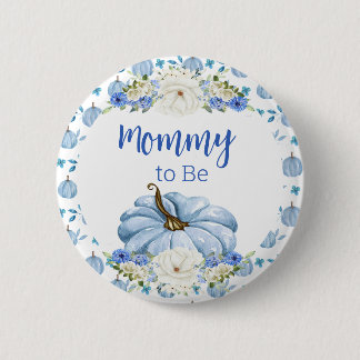 Badge Rond 5 Cm Épingle de Baby shower Citrouille bleu - Maman à ê
