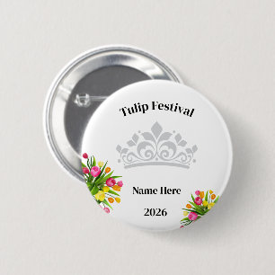 Badge Rond 5 Cm Épingle de bouton de Festival de Tulipes