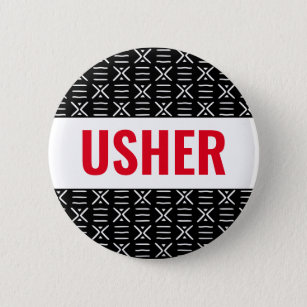 Badge Rond 5 Cm Épingle de bouton Usher ou Nom sur le tissu de bou