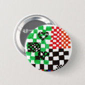 Badge Rond 5 Cm Épingle de Coussin de Cœur Fou (Devant & derrière)