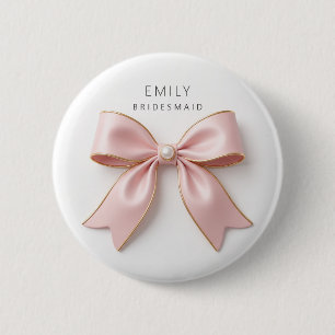 Badge Rond 5 Cm Épingle de Demoiselle d'Honneur Rose Perle Luxe En