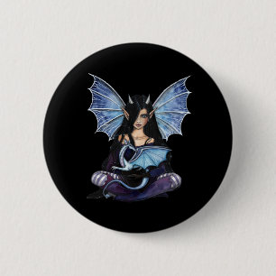 Badge Rond 5 Cm Épingle de dragon fée gothique, bouton par Molly H