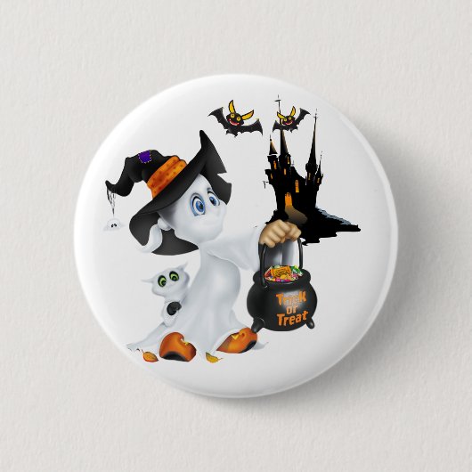 Badge Rond 5 Cm Épingle de fantôme d'Halloween (Devant)