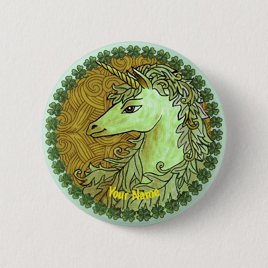 Badge Rond 5 Cm épingle de licorne irlandaise (Devant)