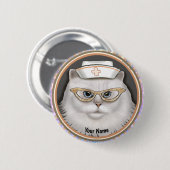 Badge Rond 5 Cm Épingle de l'infirmière de chat perse (Devant & derrière)