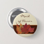 Badge Rond 5 Cm Épingle de mariage Brown orange ivoire séché Feuil (Devant & derrière)