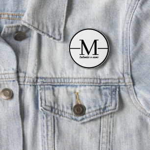Badge Rond 5 Cm Épingle de monogramme initiale minimaliste moderne