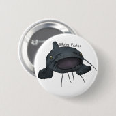 Badge Rond 5 Cm Épingle de poisson-chat bleu (Devant & derrière)