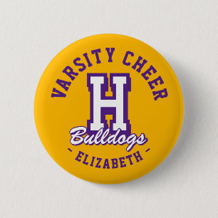 Badge Rond 5 Cm Épingle de pom-pom girl de lettre universitaire à