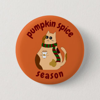 Badge Rond 5 Cm Épingle de saison Spice Citrouille avec chat
