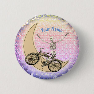 Badge Rond 5 Cm Épingle de squelette à vélo