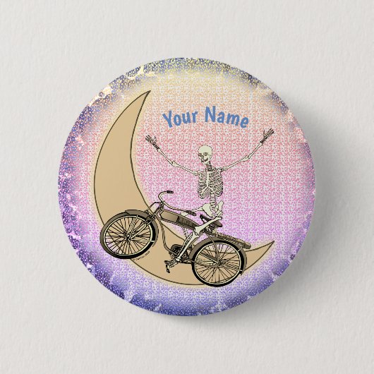 Badge Rond 5 Cm Épingle de squelette à vélo (Devant)