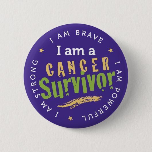 Badge Rond 5 Cm Épingle de survivant du cancer (Devant)