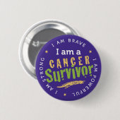 Badge Rond 5 Cm Épingle de survivant du cancer (Devant & derrière)