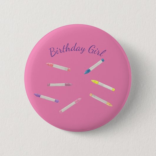 Badge Rond 5 Cm Épingle fille anniversaire (Devant)