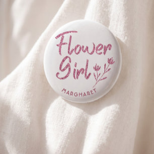 Badge Rond 5 Cm Épingle Fille des Fleurs pour la fête de mariage