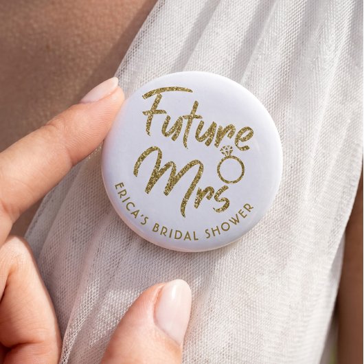 Badge Rond 5 Cm Épingle Future Mrs pour enterrement de vie de jeun