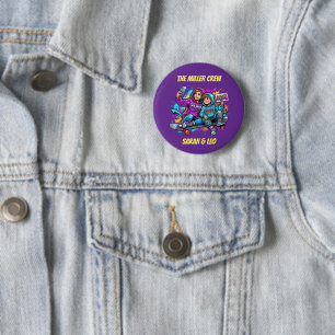 Badge Rond 5 Cm Épingle Graffiti Violet Patineur Mère Fils