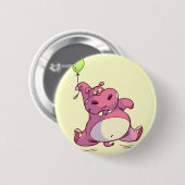Badge Rond 5 Cm Épingle hippo rose d'anniversaire (Devant & derrière)