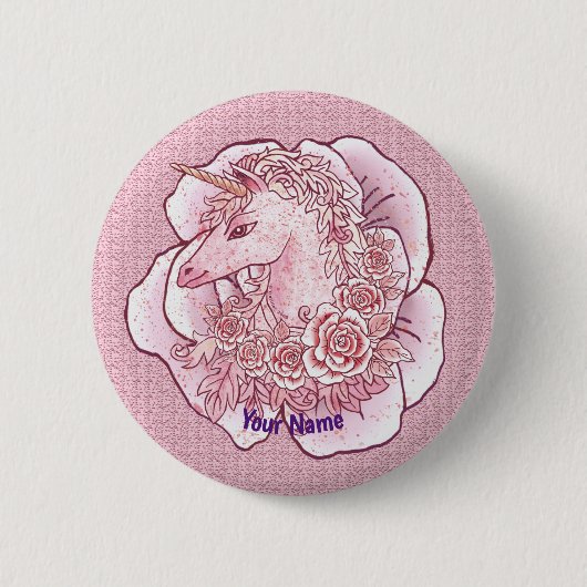 Badge Rond 5 Cm Épingle Licorne Dame (Devant)