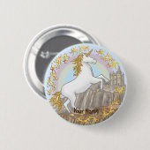 Badge Rond 5 Cm Épingle licorne de château (Devant & derrière)