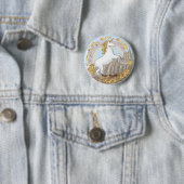 Badge Rond 5 Cm Épingle licorne de château (En situation)