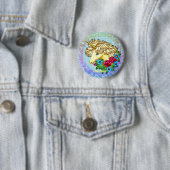 Badge Rond 5 Cm Épingle licorne Roses (En situation)