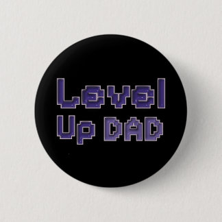 Badge Rond 5 Cm Épingle Pixel Level Up Papa Joueur - Violet sur No