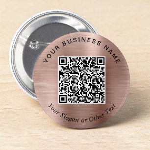 Badge Rond 5 Cm Épingle Rose Gold Code QR Entreprise Promotionnel