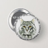 Badge Rond 5 Cm épingle visage de chat (Devant & derrière)