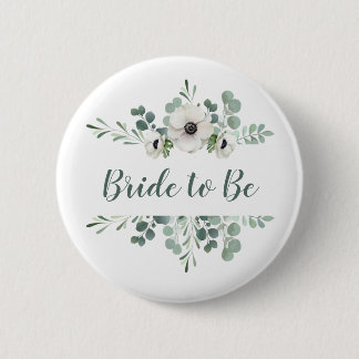 Badge Rond 5 Cm Épingles de fête nuptiale de l'anémone et de l'euc