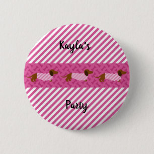 Badge Rond 5 Cm Épinglette à bouton Pink and White Dachshund