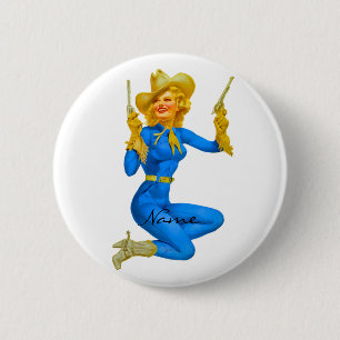 Badge Rond 5 Cm Épinglette à pistolet à bille de la fille Thunder_