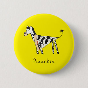 Badge Rond 5 Cm Épinglette Bouton Pizza Zèbre Pizzebra