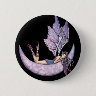 Badge Rond 5 Cm Épinglette boutonnée Fée Violet gothique par Molly