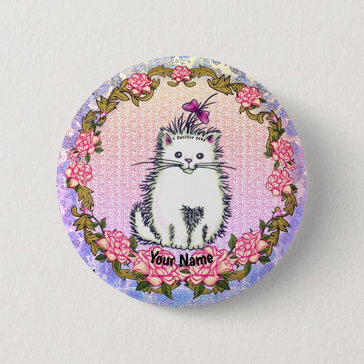 Badge Rond 5 Cm Épinglette chat chaton bébé (Devant)