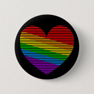 Badge Rond 5 Cm Épinglette Cœur à rayures arc-en-ciel Corey Tiger 