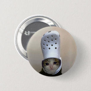 Badge Rond 5 Cm Épinglette de chapeau de crocodile de chat qui ple