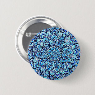 Badge Rond 5 Cm Épinglette de conception de mandala dessinée à la