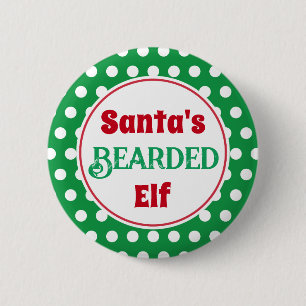Badge Rond 5 Cm Épinglette de Noël de lutin barbu de Père Noël drô