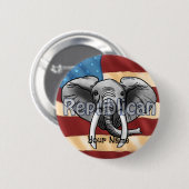 Badge Rond 5 Cm Épinglette d'éléphant gris républicain (Devant & derrière)