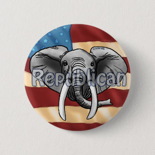 Badge Rond 5 Cm Épinglette éléphant gris républicain