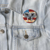 Badge Rond 5 Cm Épinglette éléphant gris républicain (En situation)