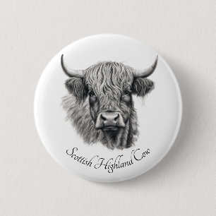Badge Rond 5 Cm Épinglette en forme de vache highland personnalisé