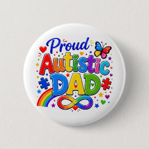 Badge Rond 5 Cm Épinglette fière papa autiste