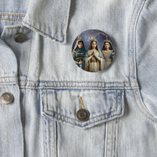 Badge Rond 5 Cm Épinglette Judith, Esther & Vierge Marie
