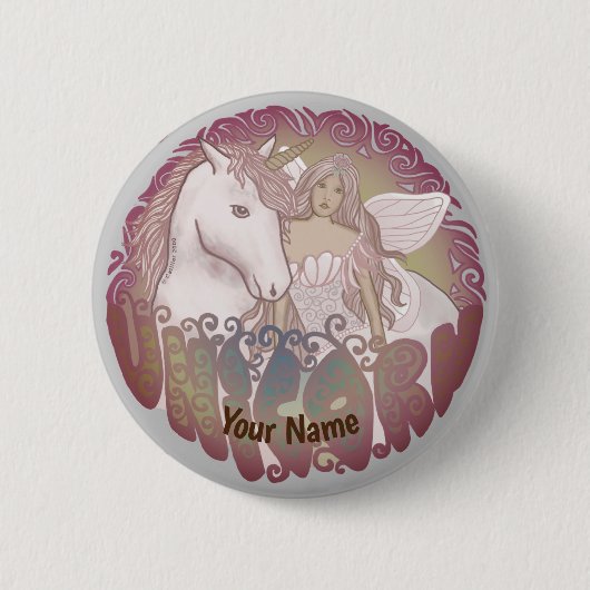 Badge Rond 5 Cm Épinglette Licorne Rétro (Devant)