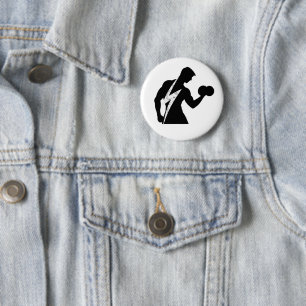Badge Rond 5 Cm Épinglette ronde blanche graphique de fitness pour