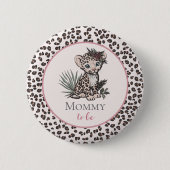 Badge Rond 5 Cm Épinglette rose fille léopard bébé (Devant)